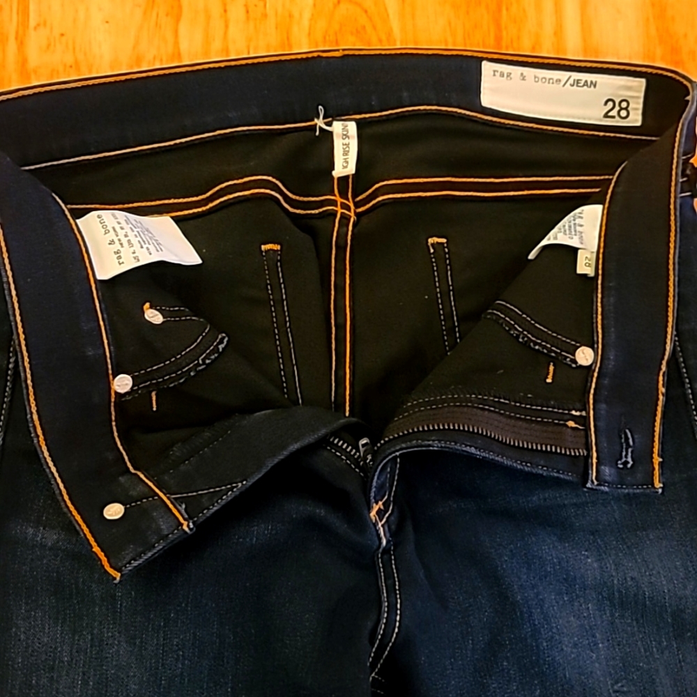 rag & bone jeans, high rise skinny, size 28, dark blue